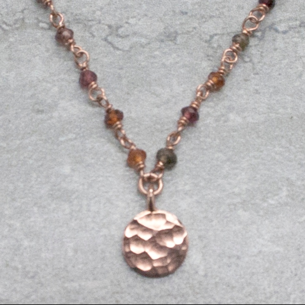 Rose gold & rainbow tourmaline necklace